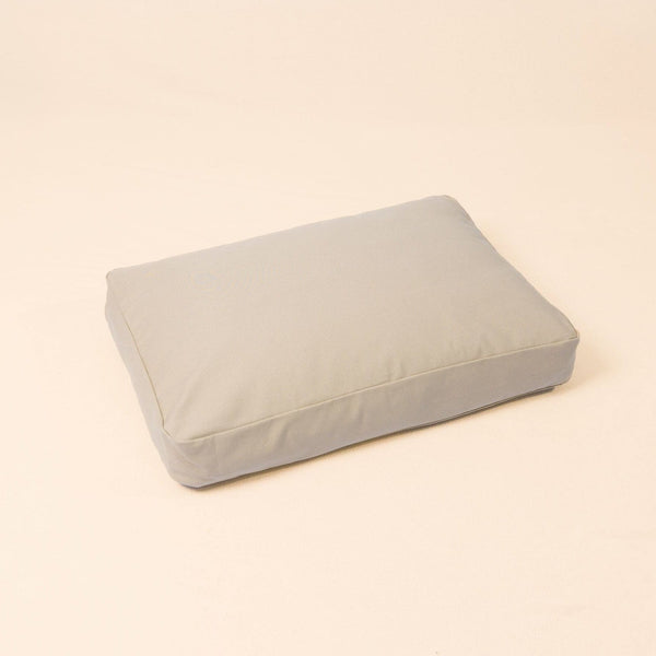 Natural wool dog bed in Driftwood color with organic cotton canvas cover and latex filling