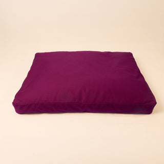 Natural wool dog bed in Elderberry color with organic cotton canvas cover and latex filling
