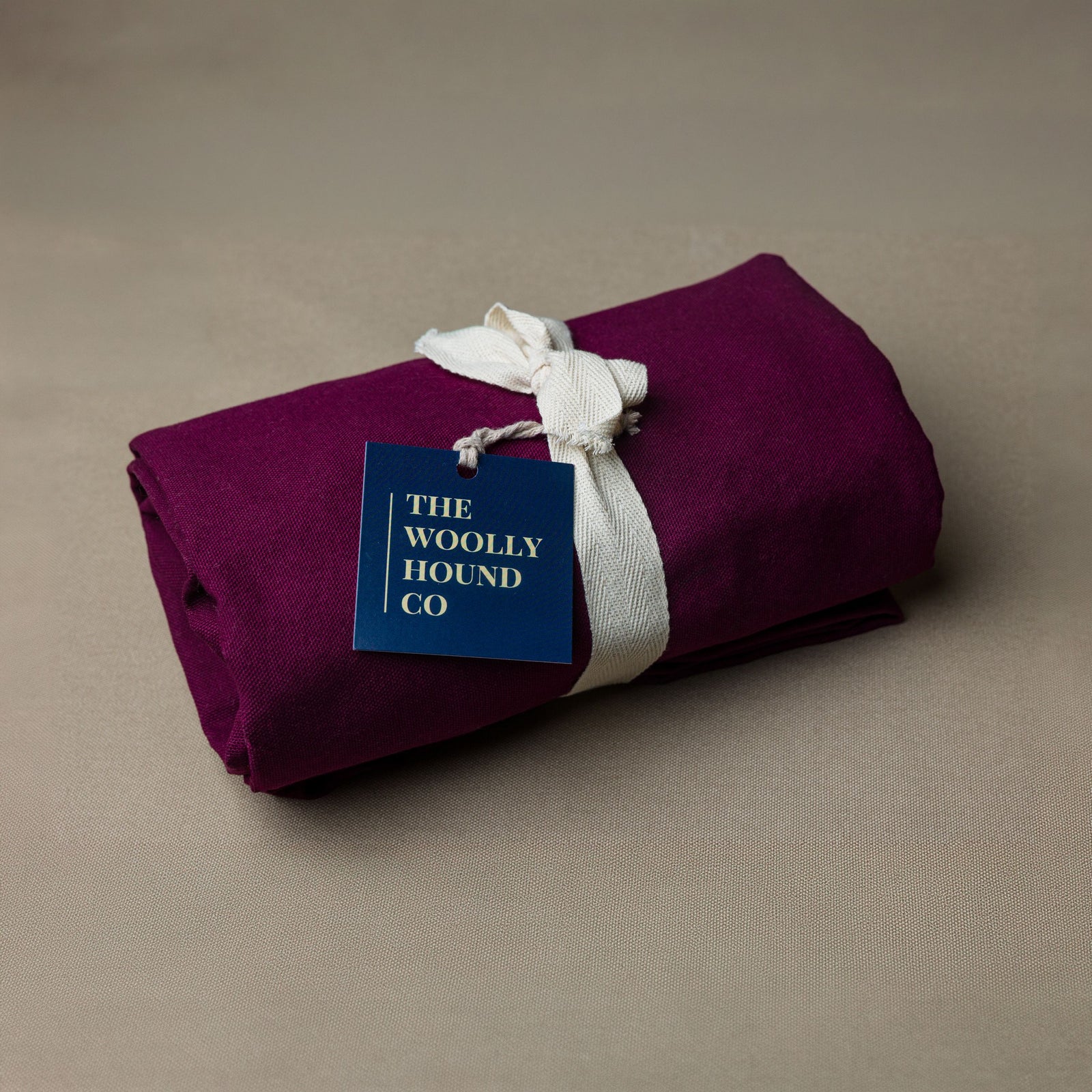 Rolled organic cotton Classic Bed Cover packaged and ready to ship.