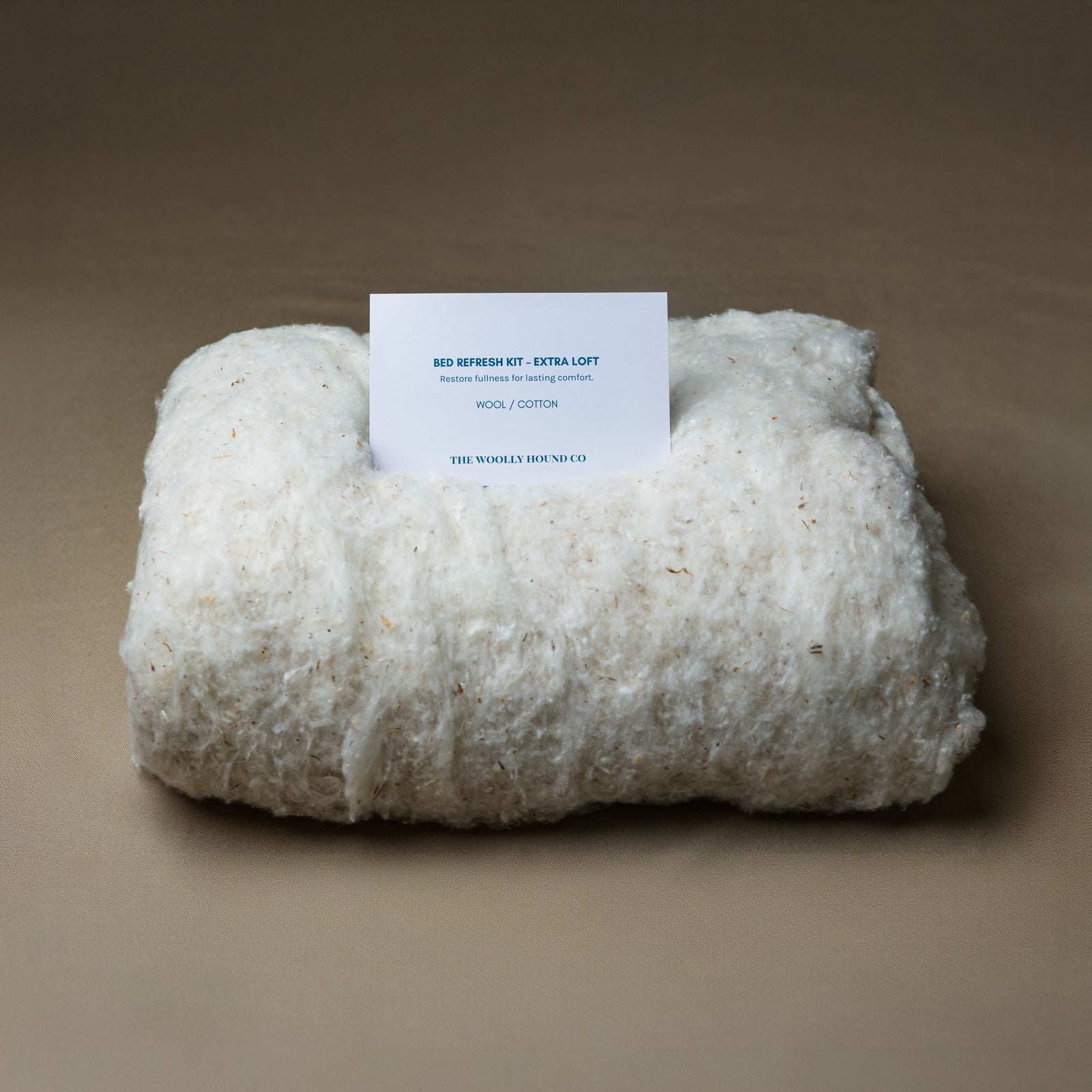 Cotton Bed Refresh Kit with natural cotton batting and instruction card.